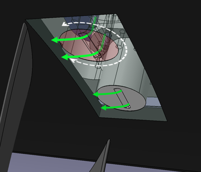 Figure 1 : Actuator nozzle blowing at the rotor blade leading edge